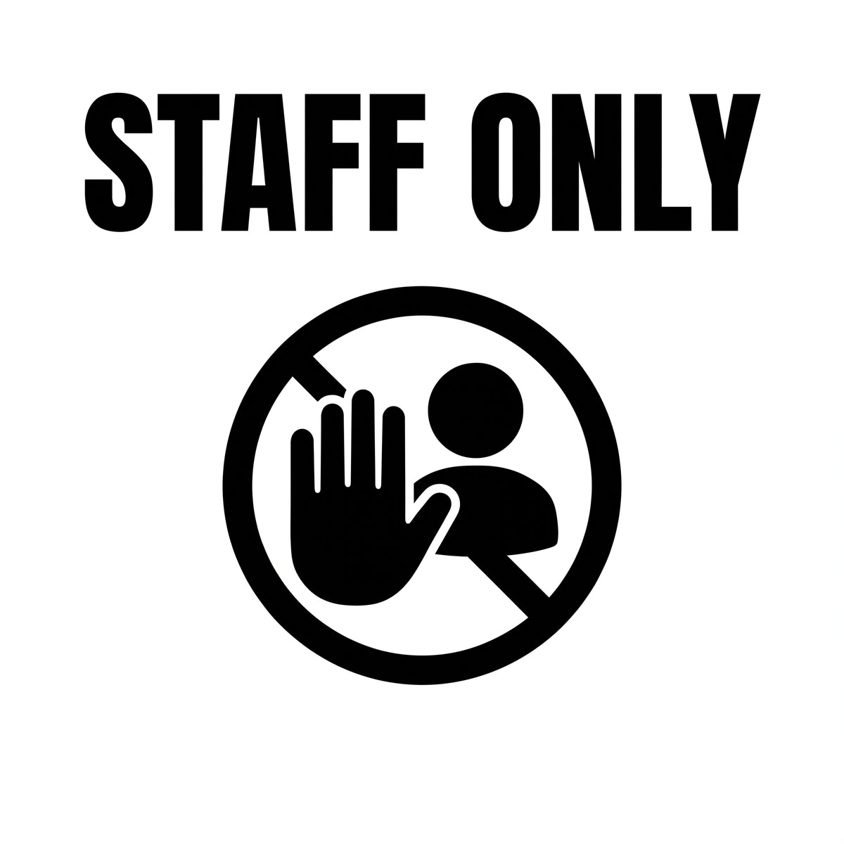 転写タイプ 関係者以外立入禁止「STAFF ONLY」：オフィス執務室・バックヤード・スタッフルーム扉用 カッティングピクトサイン　ドアステッカー （横幅15cm）