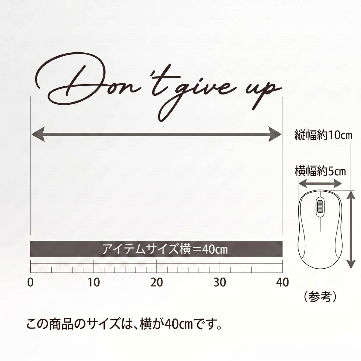 壁用ステッカー 転写タイプ 英語フレーズ「Don't give up」：オフィス・リフレッシュスペース・カフェコーナー用 カッティングステッカー（横40cm）