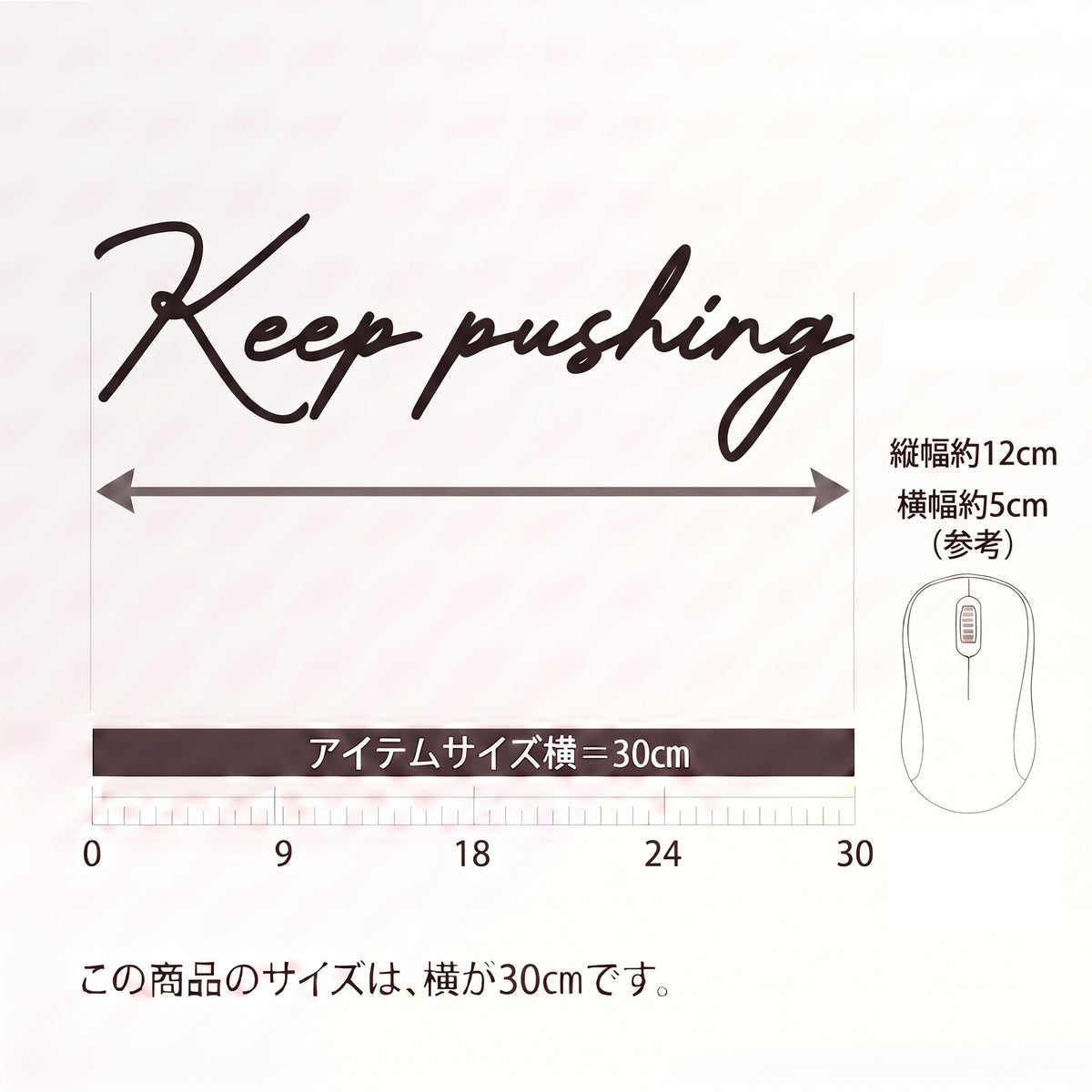 英語格言「Keep pushing」：デスク正面壁・モニター上・エンジニア書斎用ウォールステッカー 転写タイプ  タイポグラフィステッカー（横幅30cm）